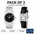 Tissot Men’s Black Dial & Cartier Tank Watch – Premium 2 Watch Combo