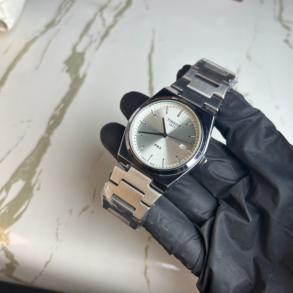 Tissot PRX Semi Automatic Style White Dial Silver Chain Watch