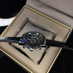 RLX Men's Daytona Black Leather Strap Black Dial Watch