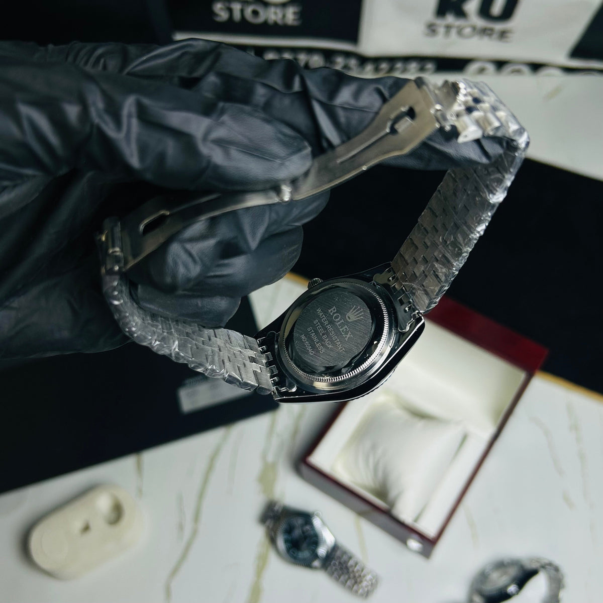 Rollie Silver Chain Silver Sunray Dial Date Watch