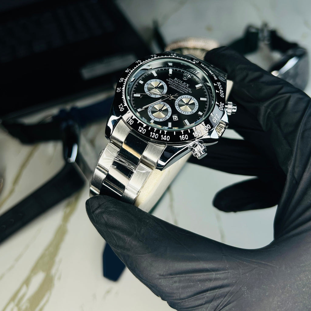 Rlx Daytona Silver & Black Quartz Men's Watch