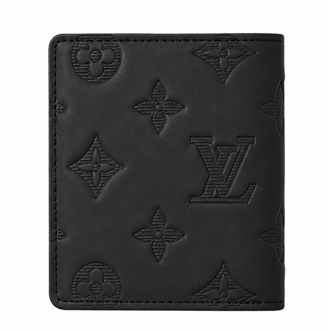 Black Leather Bifold Wallet for Men