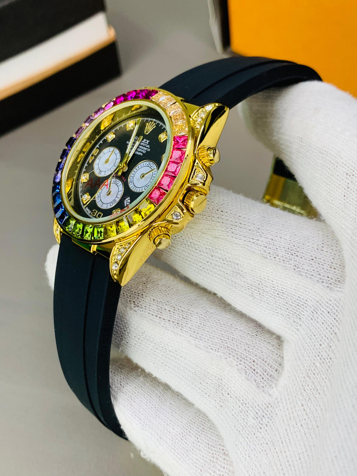 Rlx Rainbow Daytona Silicon Strap Watch