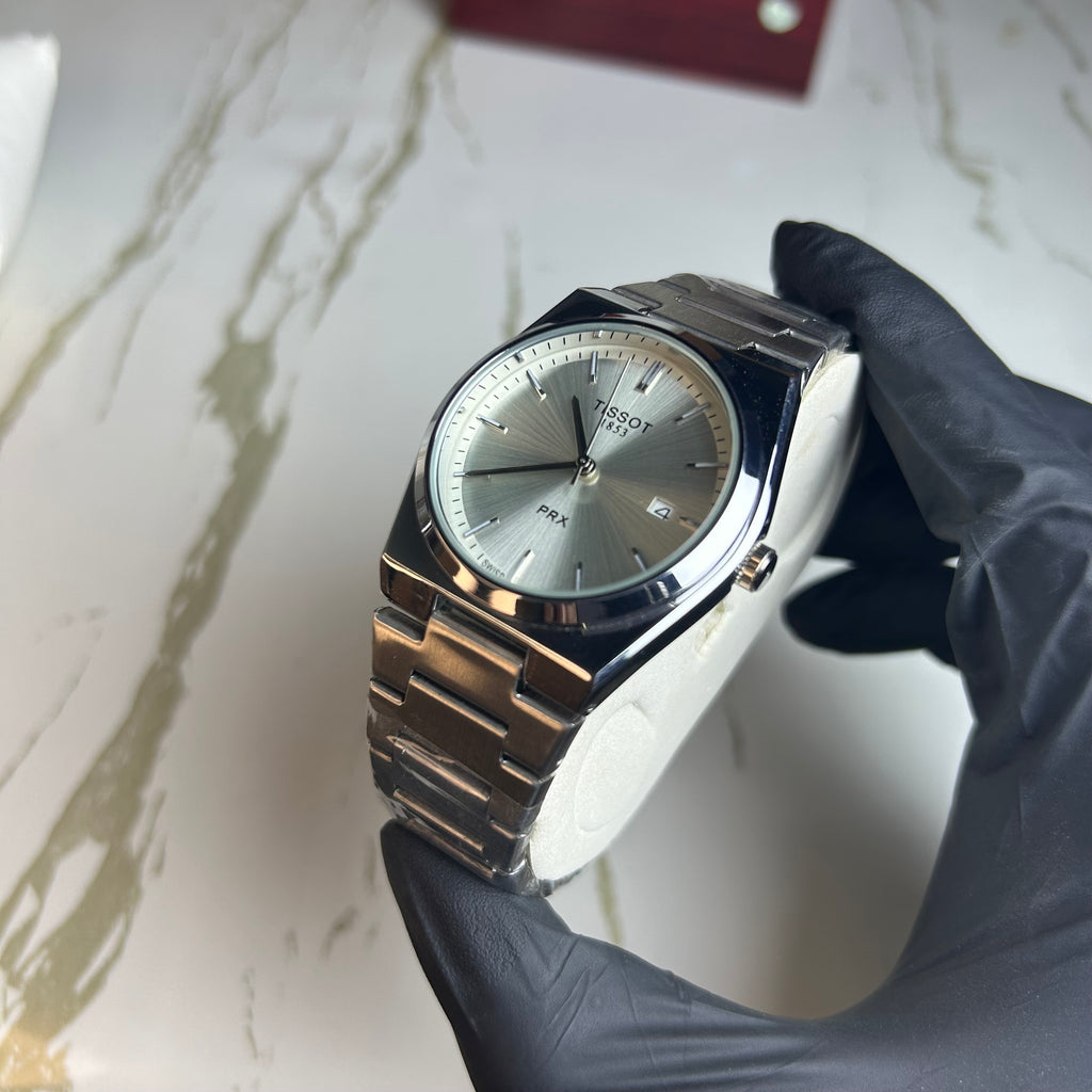Tissot PRX Semi Automatic Style White Dial Silver Chain Watch
