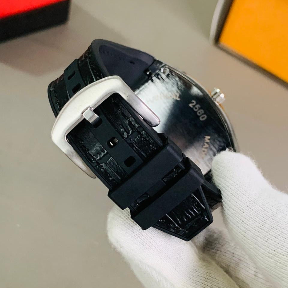 Franck Muller Classy Black Strap Black Dial Watch for Men