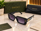Gucci Oversized Web Stripe Rectangular Sunglasses