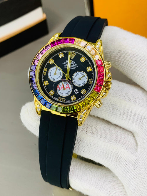 Rlx Rainbow Daytona Silicon Strap Watch