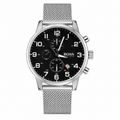 Hugo Boss Men’s Silver Mesh Strap Black Chronograph Dial Watch (Premium Edition)