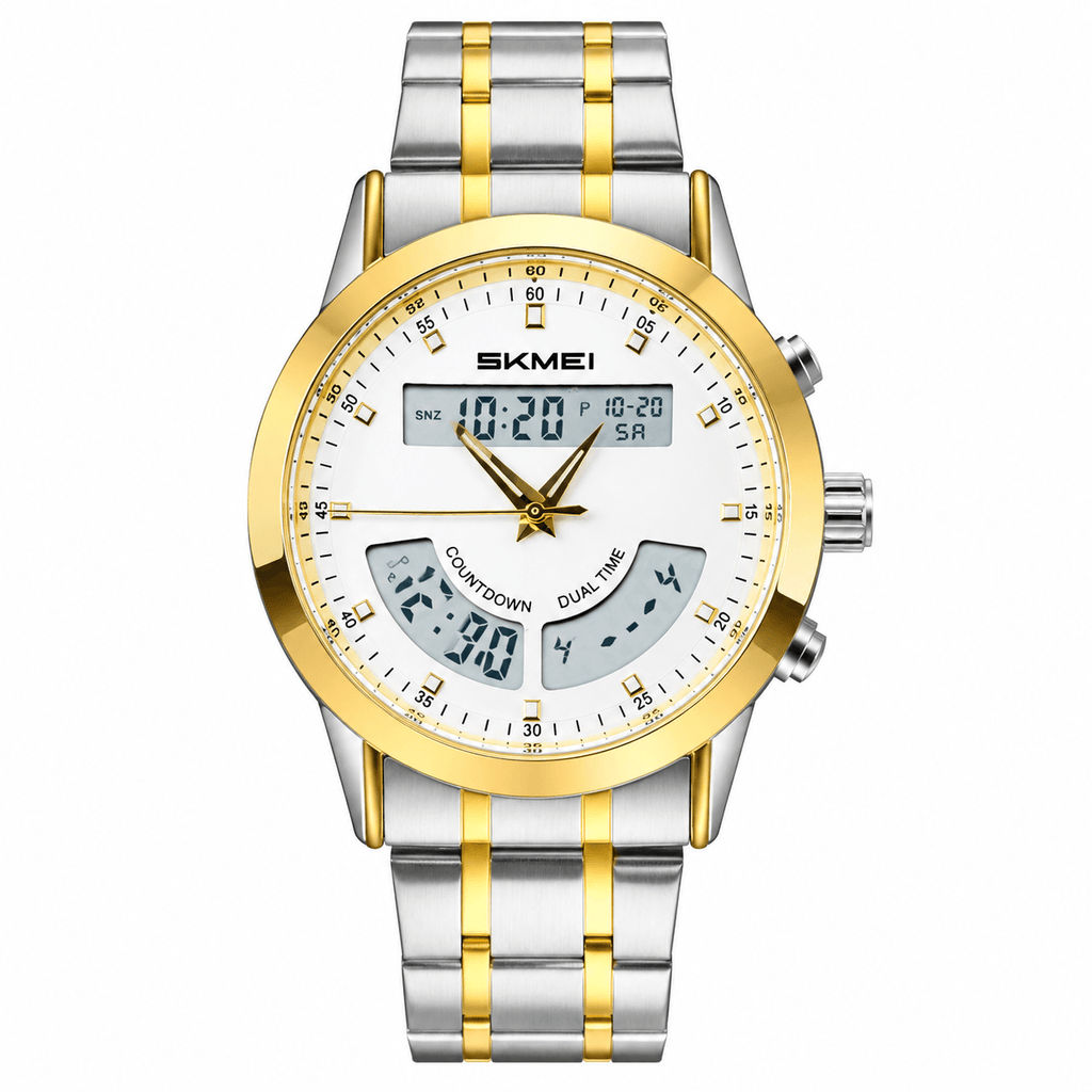 SKMEI Men's Dual Time Digital Analog Chain Watch