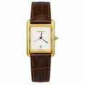 Cartier Tank Brown Leather Strap Black Dial Quartz Wrist Watch For Men's