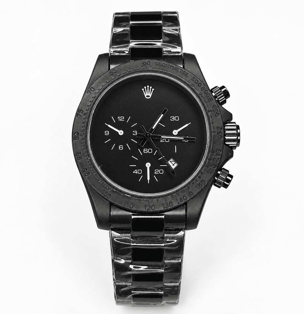 KU RLX Daytona All Black Quartz Men's Watch
