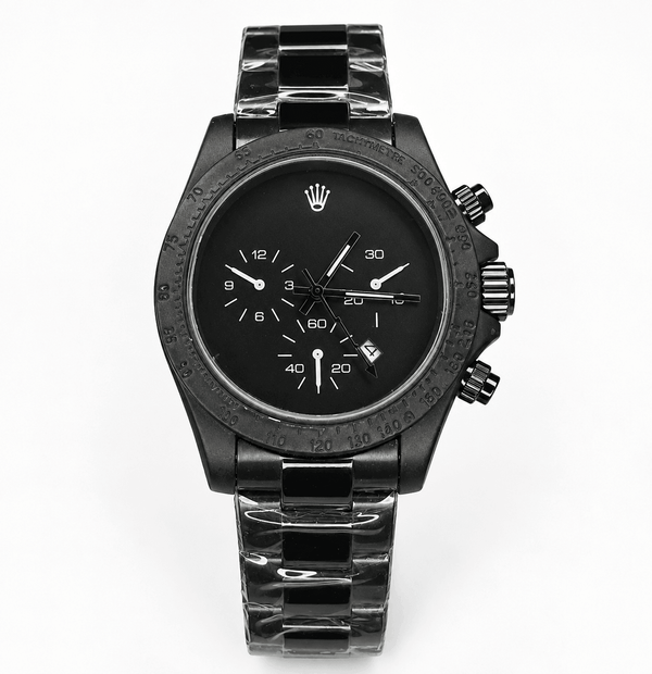 KU RLX Daytona All Black Quartz Men's Watch