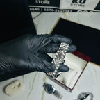 Rollie Silver Chain Black Dial Date Watch