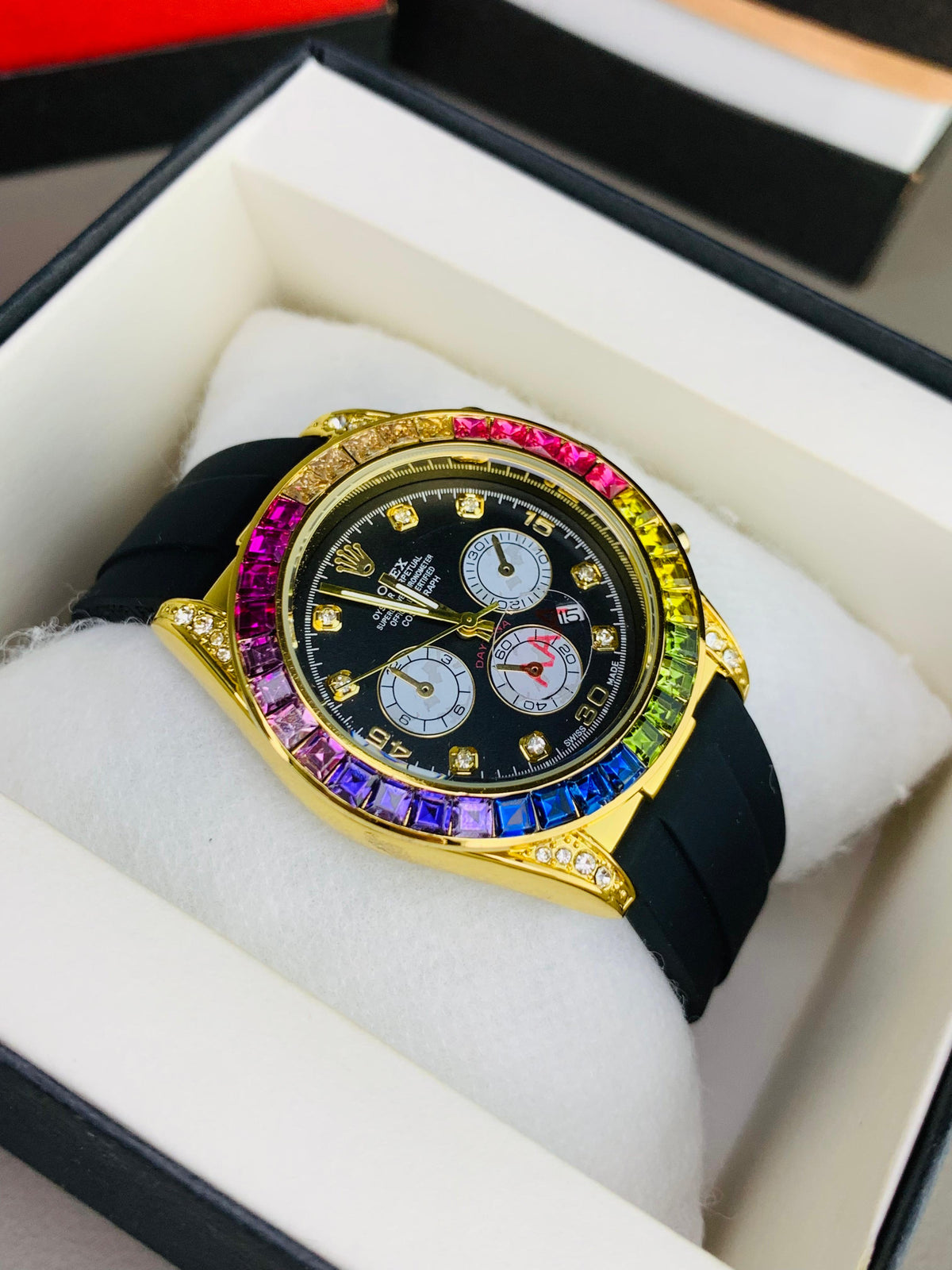 Rlx Rainbow Daytona Silicon Strap Watch
