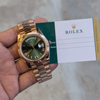 Rlx Day-Date Rose Gold Olive Green Dial – Master Grade 40mm Watch