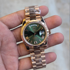 Rlx Day-Date Rose Gold Olive Green Dial – Master Grade 40mm Watch