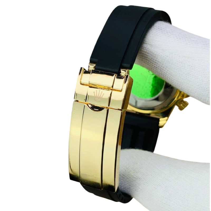 Rollie Daytona Gold Diamond Bezel Black Dial Watch for Men