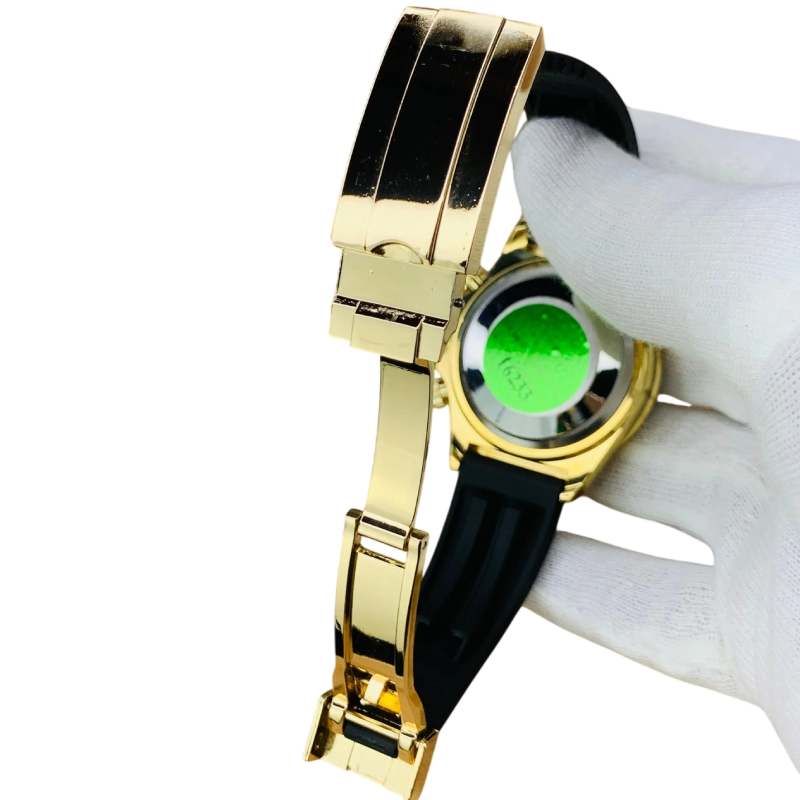 Rollie Daytona Gold Diamond Bezel Black Dial Watch for Men
