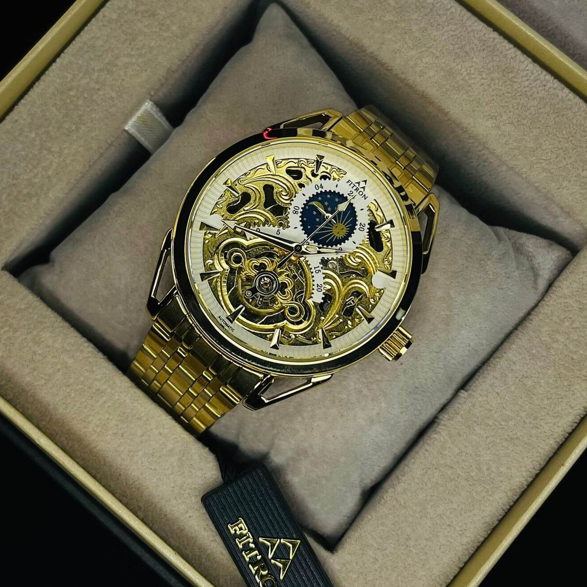 FITRON TRICAL Men's Gold Chain Gold Dial Mechanical Watch