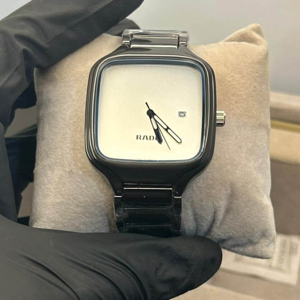 Rado Men's White Dial Black Chain Watch