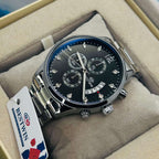 BESTWIN Luxury Men's Chronograph Silver Stainless Steel Watch