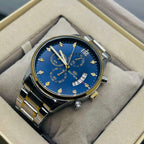 BESTWIN Luxury Men's Chronograph Silver Stainless Steel Watch