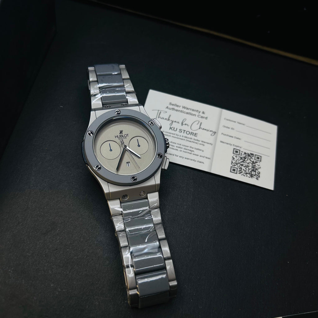 HB Men's Classic Silver Dial Premium Chain Watch