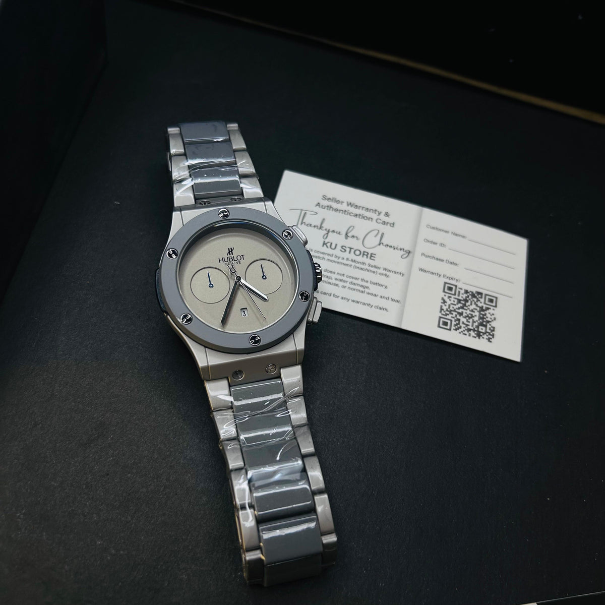 HB Men's Classic Silver Dial Premium Chain Watch
