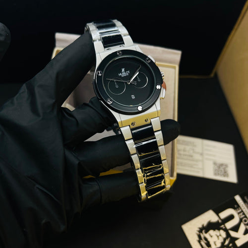 HB Men's Classic Black Dial Premium Chain Watch