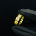Men's Gold Crystal Band Ring | Premium Stainless Steel Luxury Ring