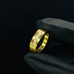 Men's Gold Crystal Band Ring | Premium Stainless Steel Luxury Ring
