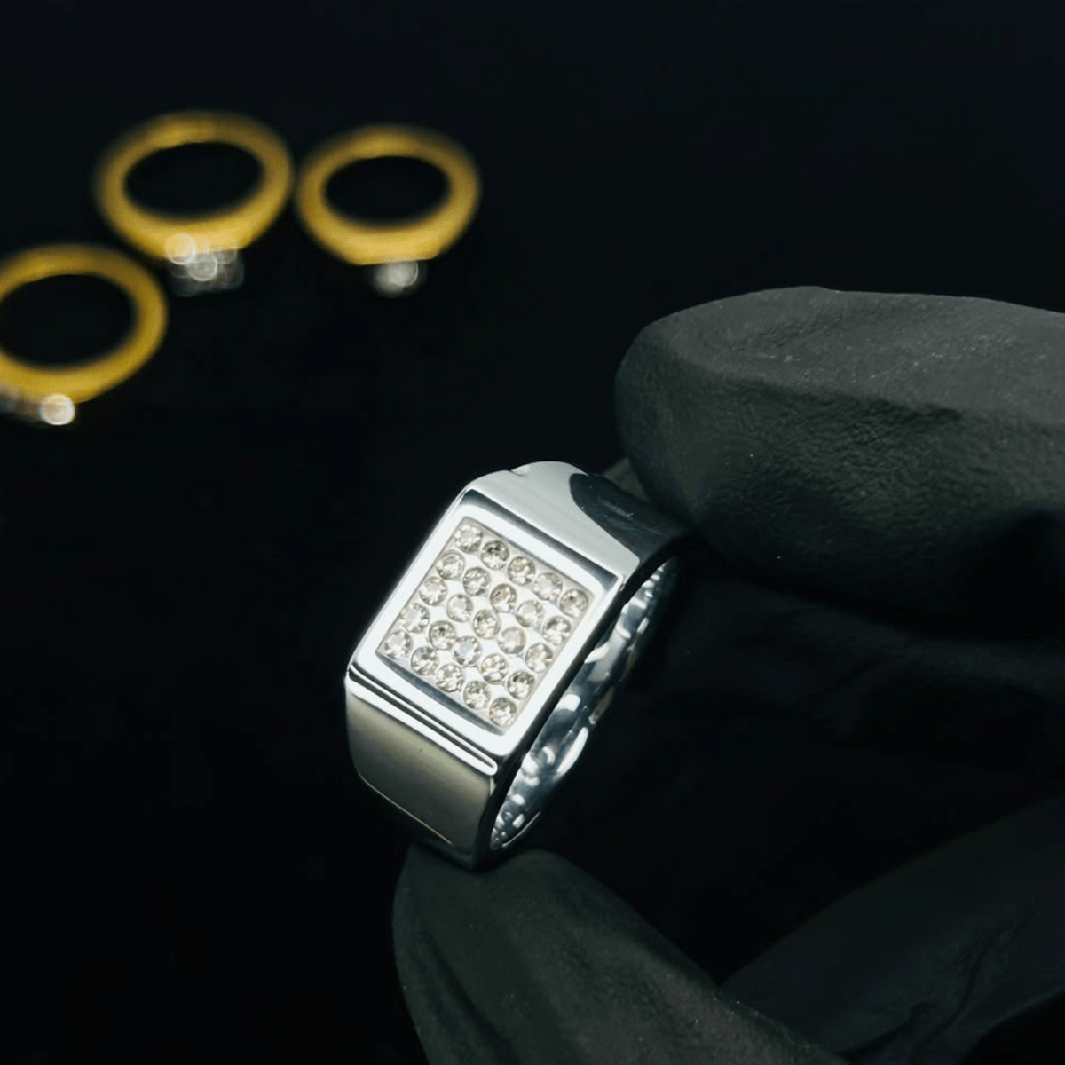 Men's Silver Iced Statement Ring | Premium Stainless Steel Crystal Ring