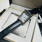 Cartier Tank White Roman Dial Leather Strap Date Watch