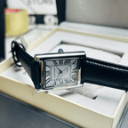 Cartier Tank White Roman Dial Leather Strap Date Watch