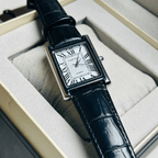 Cartier Tank White Roman Dial Leather Strap Date Watch