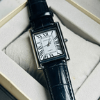 Cartier Tank White Roman Dial Leather Strap Date Watch