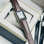 Cartier Tank White Roman Dial Leather Strap Date Watch
