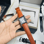 Cartier Tank White Roman Dial Leather Strap Date Watch