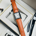 Cartier Tank White Roman Dial Leather Strap Date Watch