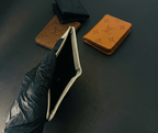 Grey Leather Bifold Wallet for Men