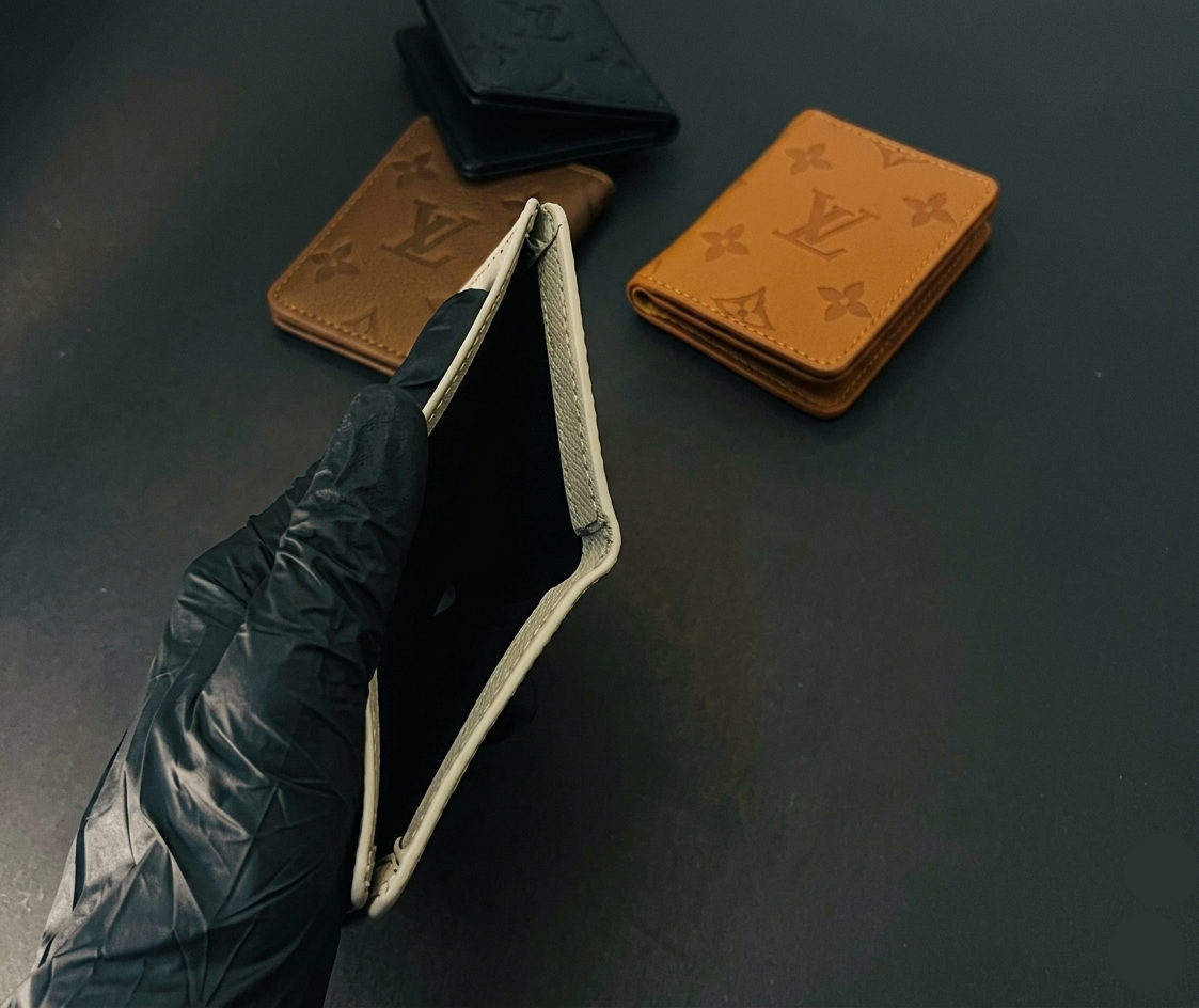 Grey Leather Bifold Wallet for Men